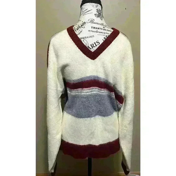 VTG 80s 90s Mens Striped Sweater By Campus 100% Virgin Acrylic Made In USA XL - Picture 3 of 10
